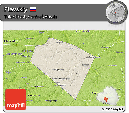 Shaded Relief 3D Map of Plavskiy, physical outside