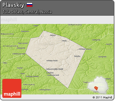 Shaded Relief 3D Map of Plavskiy, physical outside