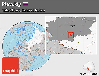 Gray Location Map of Plavskiy, highlighted country, highlighted grandparent region