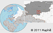 Gray Location Map of Plavskiy, highlighted country, highlighted grandparent region
