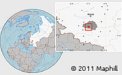 Gray Location Map of Plavskiy, highlighted country, highlighted parent region, hill shading