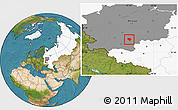 Satellite Location Map of Plavskiy, highlighted country, highlighted grandparent region