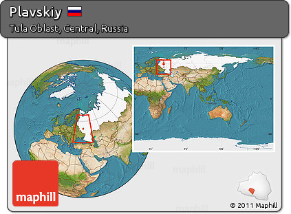 Satellite Location Map of Plavskiy, highlighted country, highlighted parent region, within the entire country