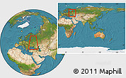 Satellite Location Map of Plavskiy, highlighted parent region, within the entire country