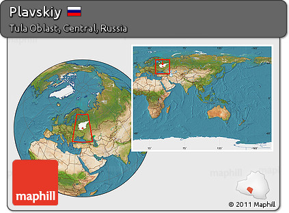 Satellite Location Map of Plavskiy, highlighted parent region, highlighted grandparent region, within the entire country