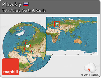Satellite Location Map of Plavskiy, highlighted parent region, highlighted grandparent region, within the entire country