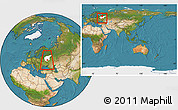 Satellite Location Map of Plavskiy, highlighted parent region, highlighted grandparent region, within the entire country