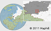 Savanna Style Location Map of Plavskiy, highlighted country, highlighted grandparent region, hill shading