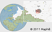 Savanna Style Location Map of Plavskiy, highlighted country, highlighted parent region, hill shading