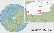 Savanna Style Location Map of Plavskiy, highlighted grandparent region, hill shading
