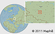 Savanna Style Location Map of Plavskiy, hill shading