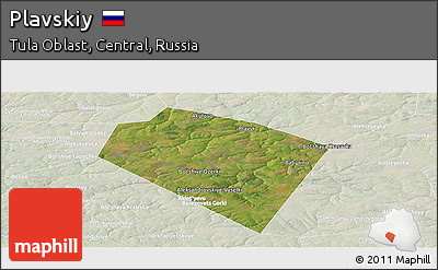 Satellite Panoramic Map of Plavskiy, lighten