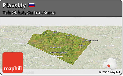 Satellite Panoramic Map of Plavskiy, lighten