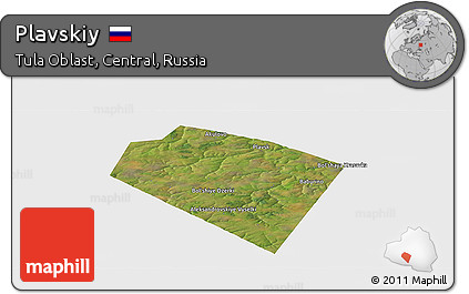 Satellite Panoramic Map of Plavskiy, single color outside