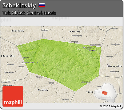 Physical 3D Map of Schekinskiy, shaded relief outside
