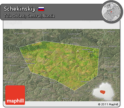 Satellite 3D Map of Schekinskiy, semi-desaturated