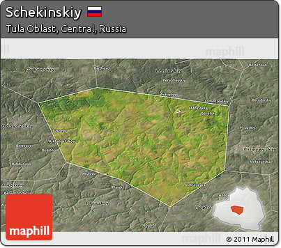 Satellite 3D Map of Schekinskiy, semi-desaturated