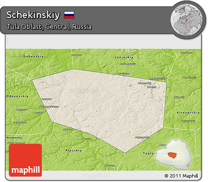Shaded Relief 3D Map of Schekinskiy, physical outside