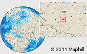 Shaded Relief Location Map of Schekinskiy, highlighted parent region