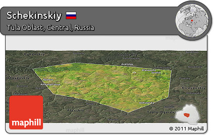 Satellite Panoramic Map of Schekinskiy, darken, semi-desaturated