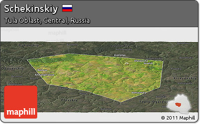 Satellite Panoramic Map of Schekinskiy, darken, semi-desaturated