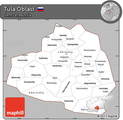 Gray Simple Map of Tula Oblast, cropped outside