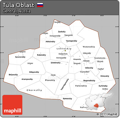 Gray Simple Map of Tula Oblast, cropped outside