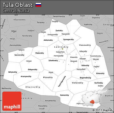 Gray Simple Map of Tula Oblast