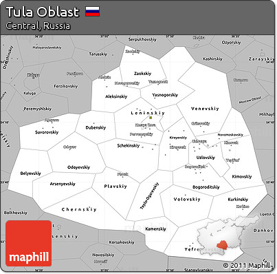 Gray Simple Map of Tula Oblast