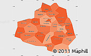 Political Shades Simple Map of Tula Oblast, single color outside