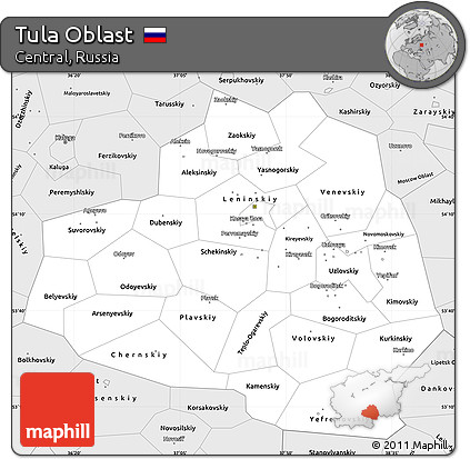 Silver Style Simple Map of Tula Oblast