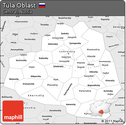 Silver Style Simple Map of Tula Oblast