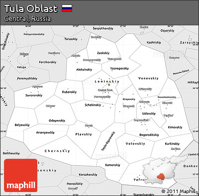 Silver Style Simple Map of Tula Oblast