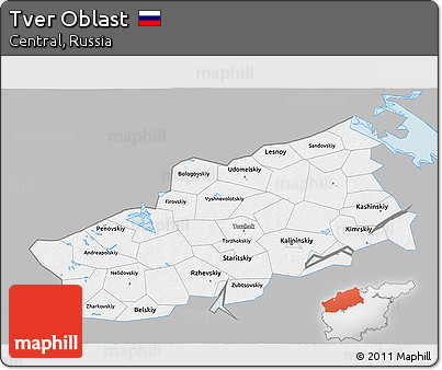 Gray 3D Map of Tver Oblast, single color outside