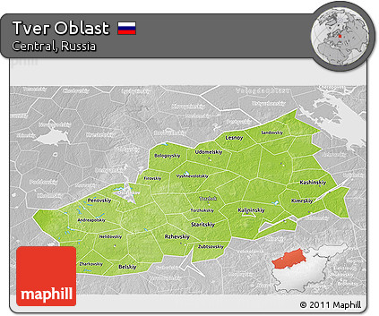 Physical 3D Map of Tver Oblast, lighten, desaturated