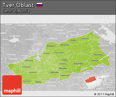 Physical 3D Map of Tver Oblast, lighten, desaturated