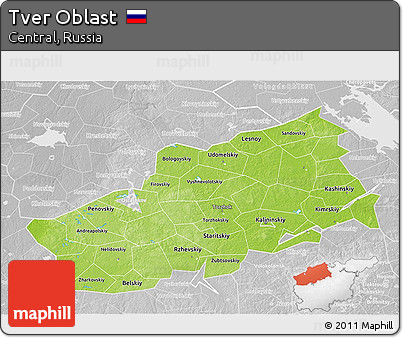 Physical 3D Map of Tver Oblast, lighten, desaturated