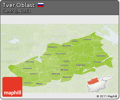 Physical 3D Map of Tver Oblast, lighten