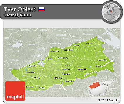 Physical 3D Map of Tver Oblast, lighten, semi-desaturated