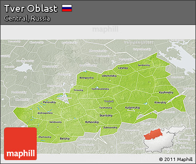 Physical 3D Map of Tver Oblast, lighten, semi-desaturated