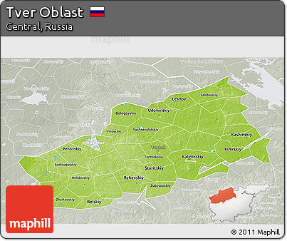 Physical 3D Map of Tver Oblast, lighten, semi-desaturated