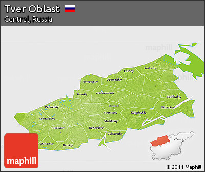Physical 3D Map of Tver Oblast, single color outside