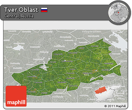 Satellite 3D Map of Tver Oblast, lighten, semi-desaturated