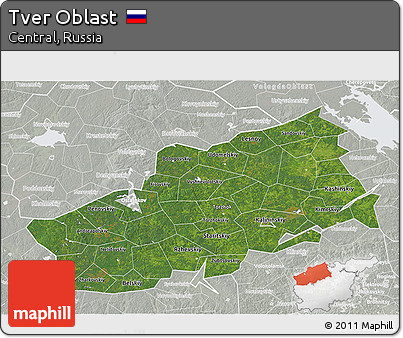 Satellite 3D Map of Tver Oblast, lighten, semi-desaturated