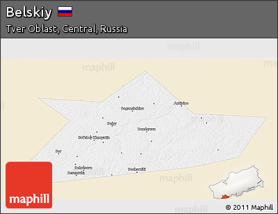 Classic Style 3D Map of Belskiy, single color outside