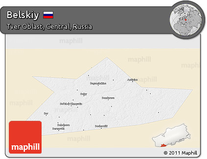 Classic Style 3D Map of Belskiy, single color outside
