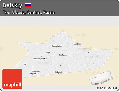 Classic Style 3D Map of Belskiy, single color outside