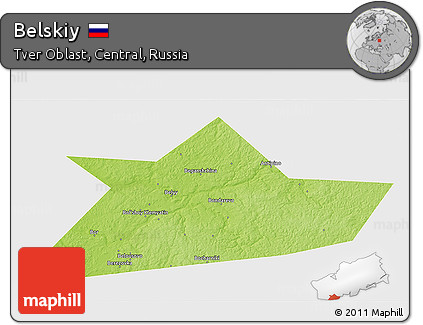 Physical 3D Map of Belskiy, single color outside