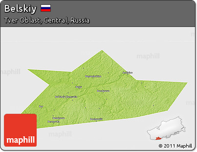 Physical 3D Map of Belskiy, single color outside