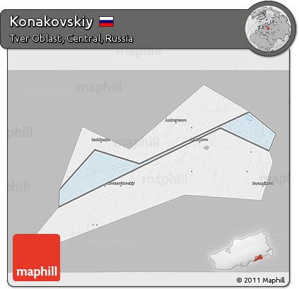 Gray 3D Map of Konakovskiy, single color outside